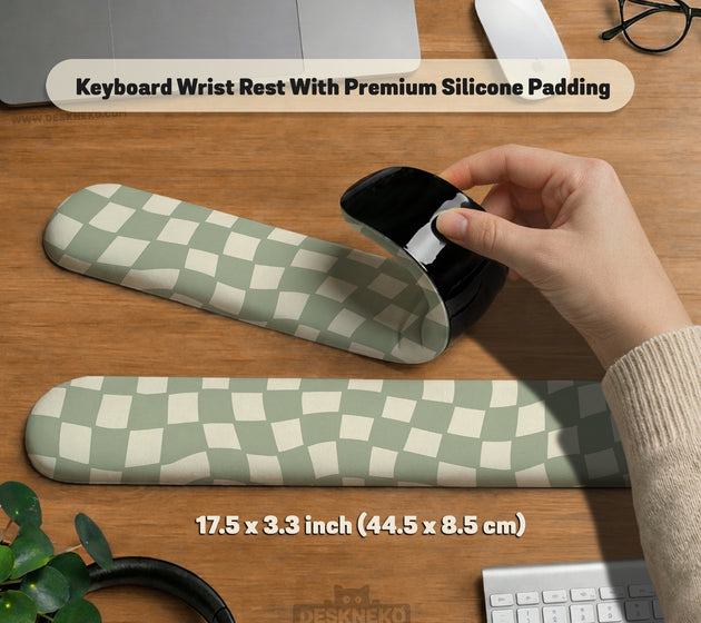 Sage checkered ergonomic wrist rest