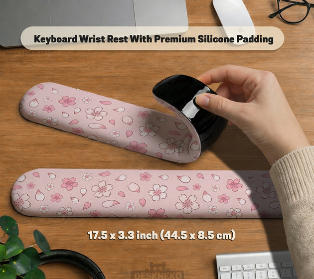 Pink cherry blossom wrist rest