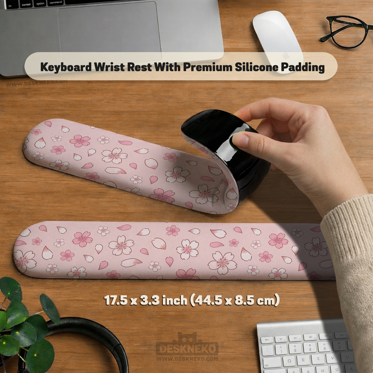 Pink cherry blossom wrist rest