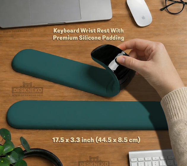 Ergonomic teal mousepad with wrist rest for office and gaming