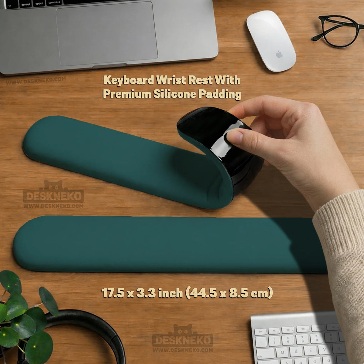 Ergonomic teal mousepad with wrist rest for office and gaming