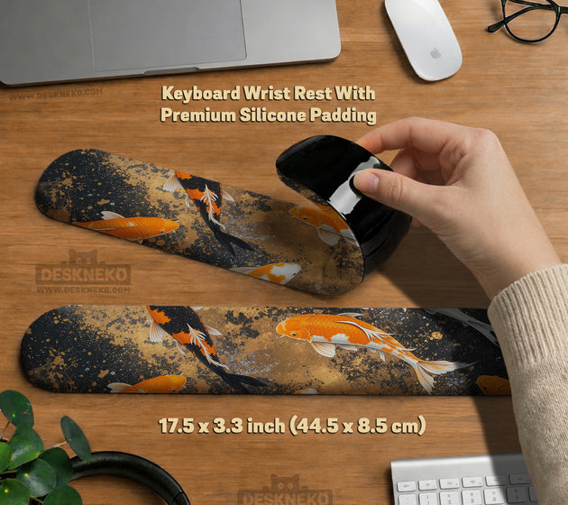 Gold koi fish mousepad wrist rest