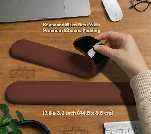 Ergonomic mahogany mousepad with wrist rest for office and gaming