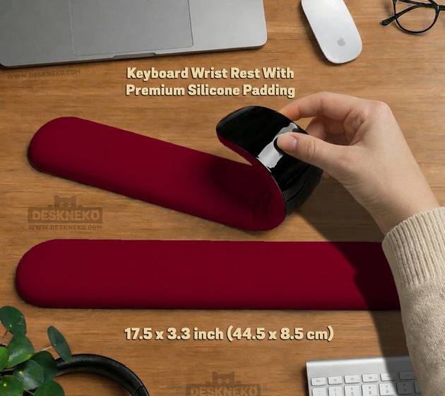 Burgundy ergonomic mousepad with wrist rest for office and gaming