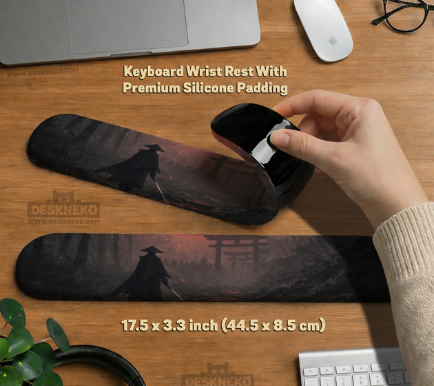 Samurai red moon ergonomic mousepad & keyboard wrist rest