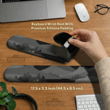 Midnight cat mountains ergonomic mousepad