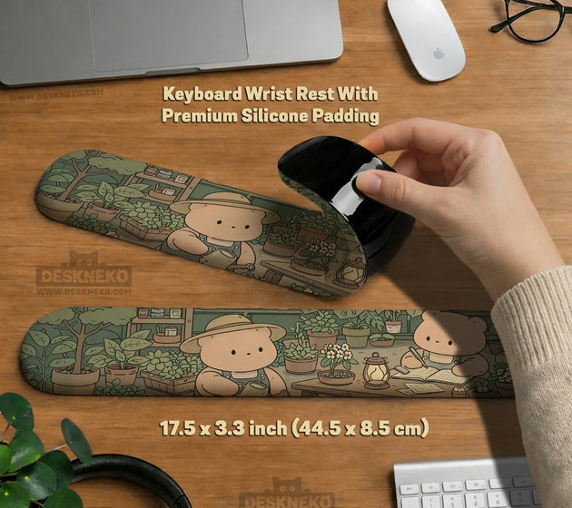 Kawaii bear ergonomic mousepad and keyboard wrist rest desk support