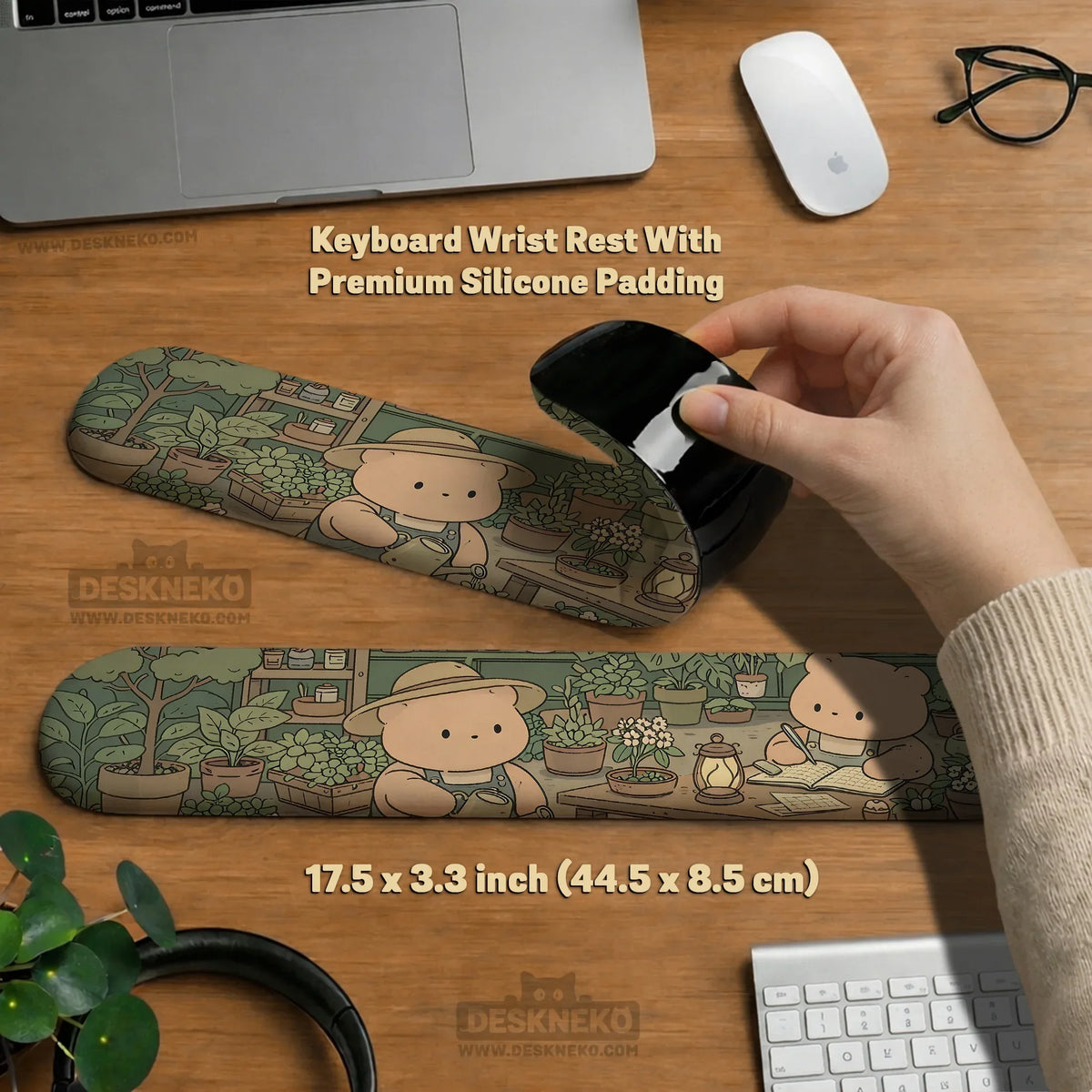 Kawaii bear ergonomic mousepad and keyboard wrist rest desk support