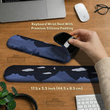Navy blue mousepad wrist rest with cat shaped hills