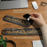 Black gold abstract mountain desk mat & mousepad