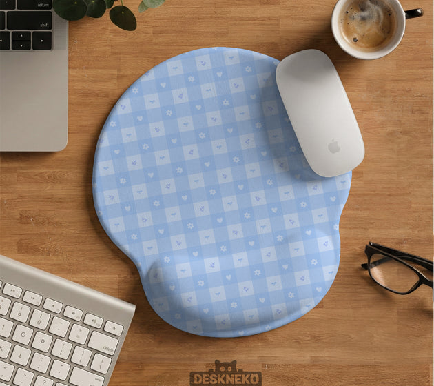 Blue gingham ergonomic wrist rest