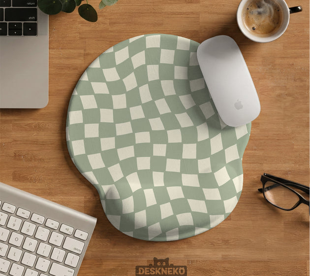 Sage checkered ergonomic wrist rest