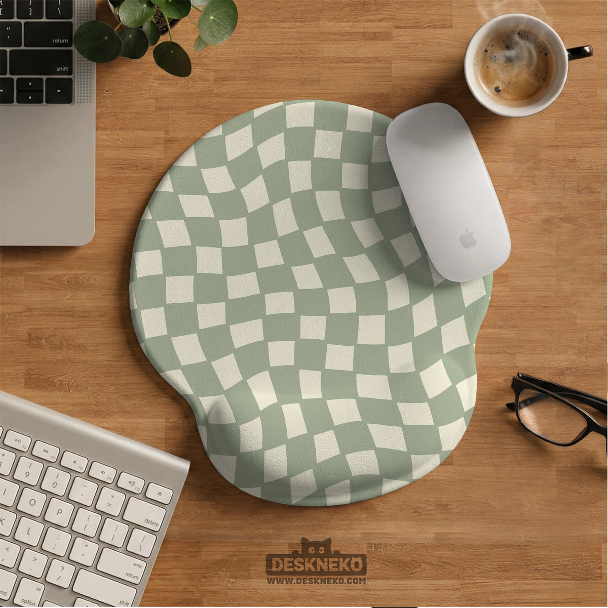 Sage checkered ergonomic wrist rest