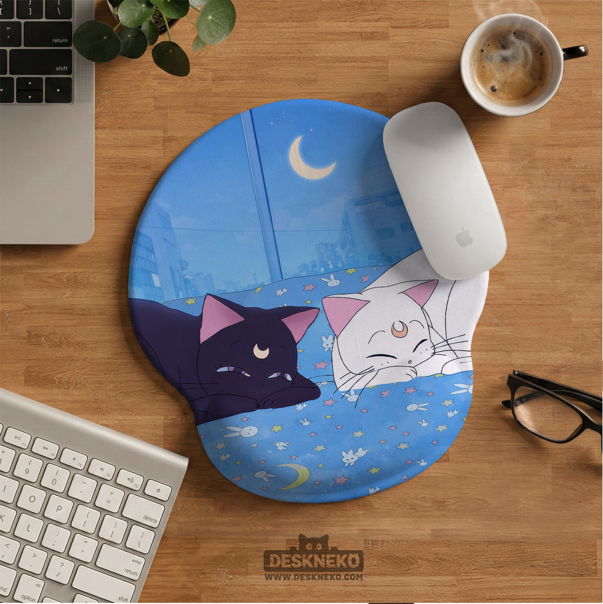 Blue anime aesthetic desk mat mousepad