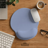 Soft blue ergonomic mousepad with wrist rest for desk setup