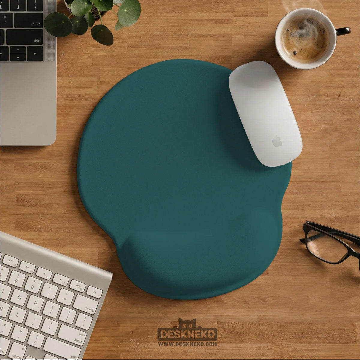 Ergonomic teal mousepad with wrist rest for office and gaming