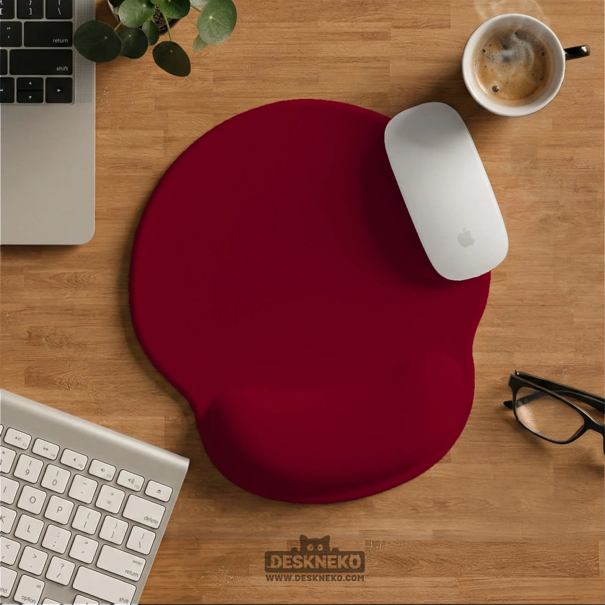 Burgundy ergonomic mousepad with wrist rest for office and gaming