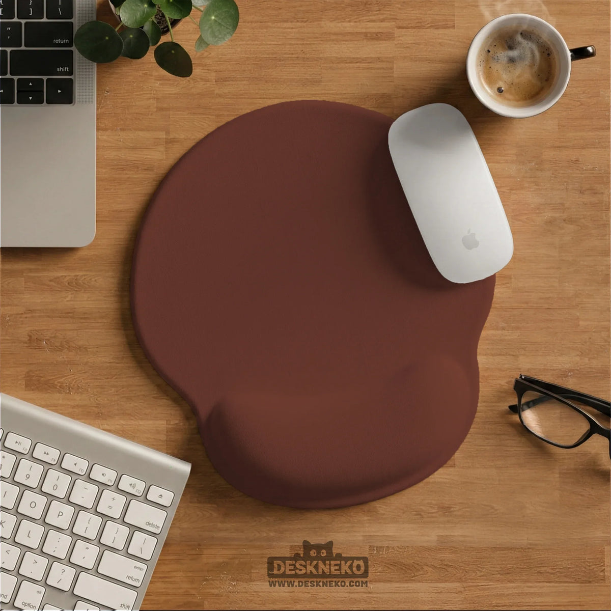 Ergonomic mahogany mousepad with wrist rest for office and gaming