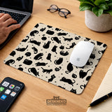 Black cat desk mat, cute XL mousepad for cozy office and gaming setup