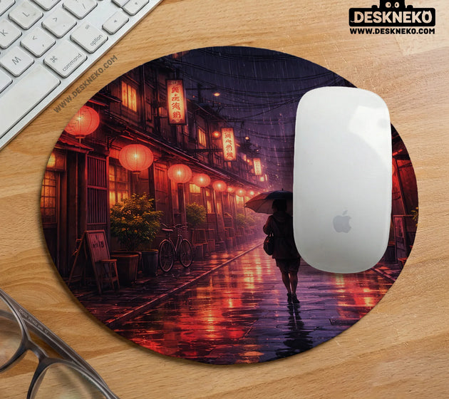 Lofi anime desk mat XXL extended japanese rainy street
