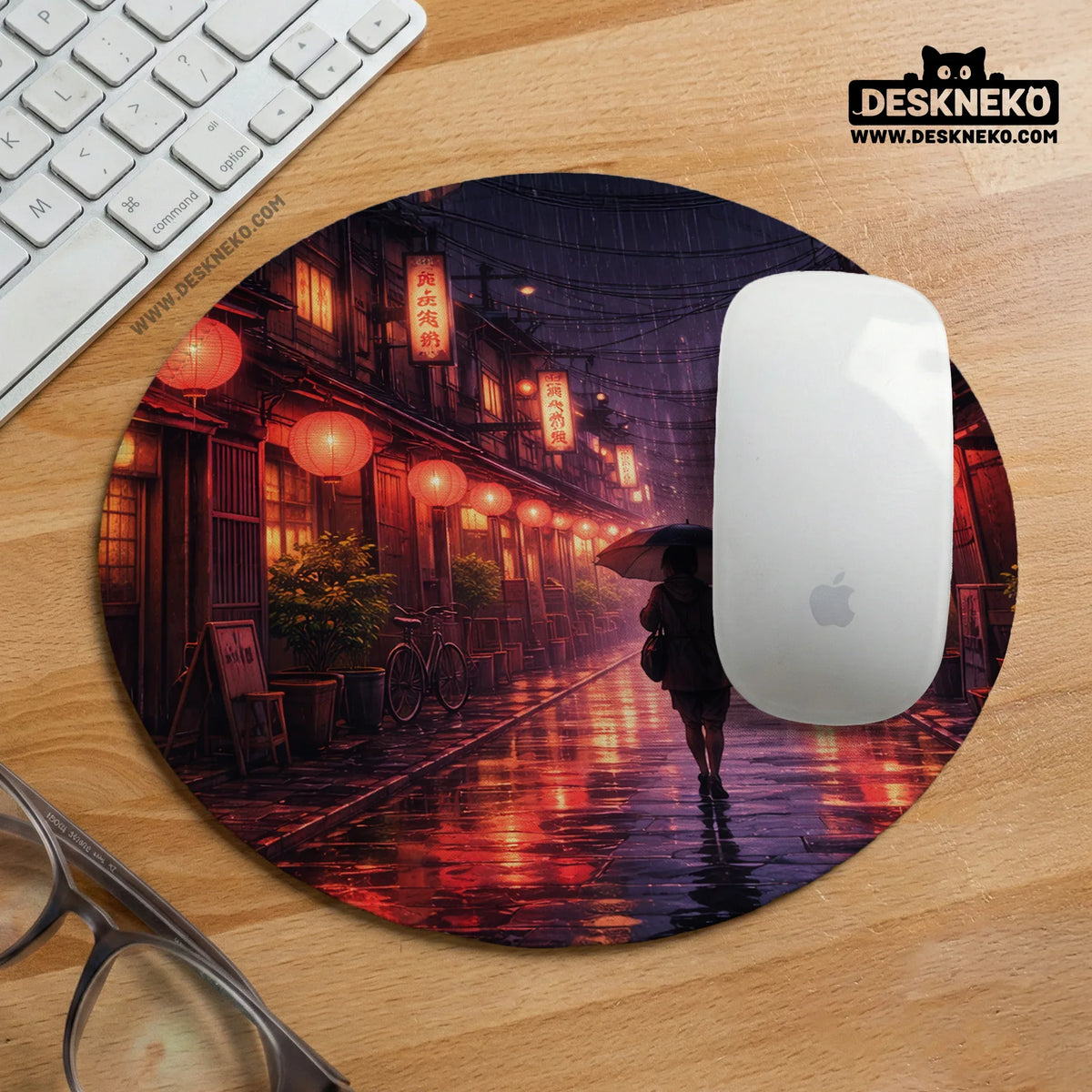 Lofi anime desk mat XXL extended japanese rainy street