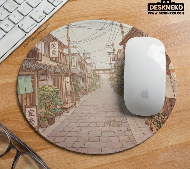 Beige japandi desk mat mousepad