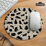 Black cat desk mat, cute XL mousepad for cozy office and gaming setup