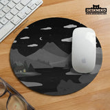 Midnight cat mountains mousepad