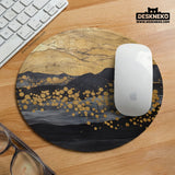 Black gold abstract mountain desk mat & mousepad