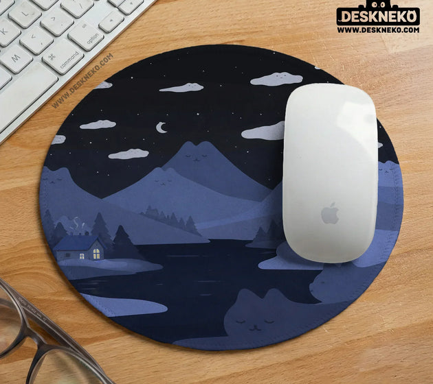 Navy blue mousepad wrist rest with cat shaped hills