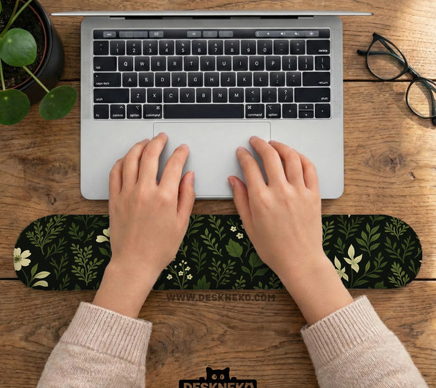 Botanical ergonomic mousepad with wrist rest for cozy desk setup