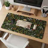 Dark botanical desk mat