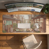 Beige japandi desk mat mousepad