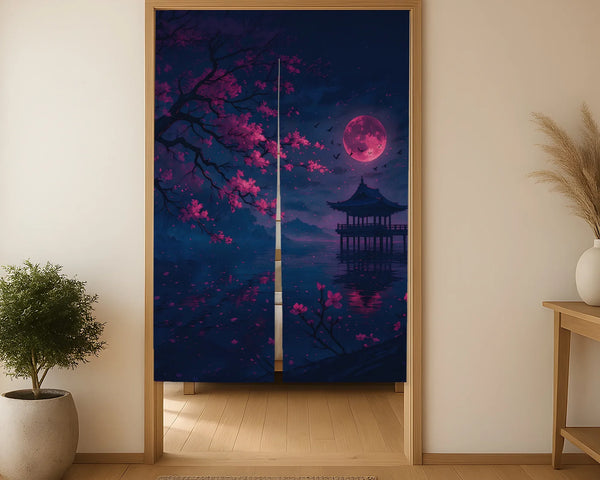 Dark sakura noren door curtain