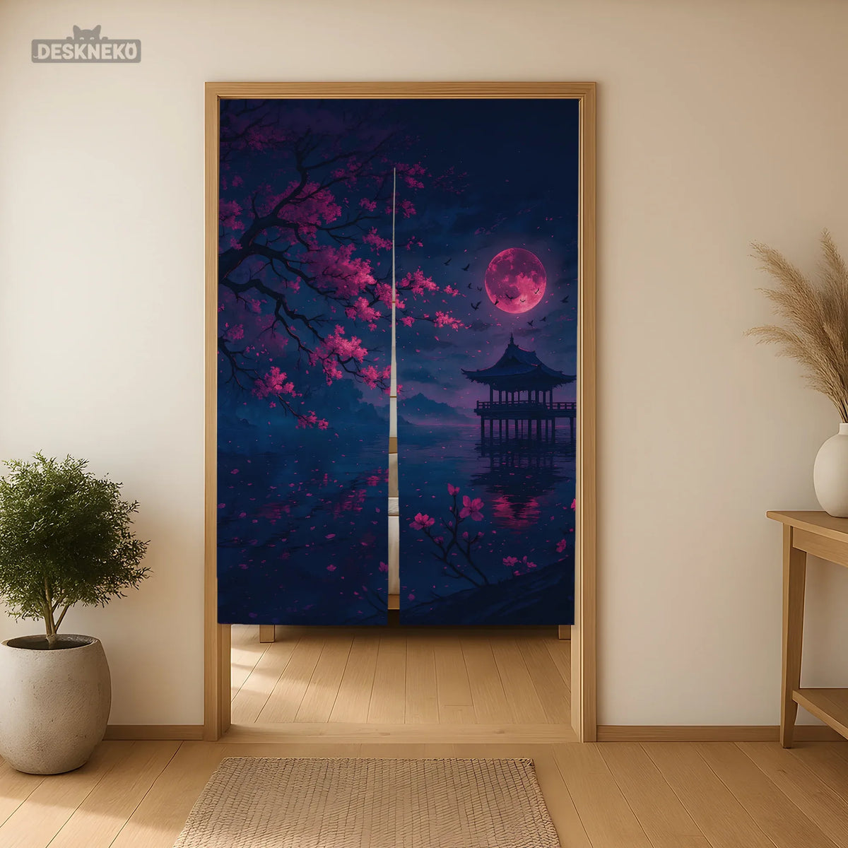 Dark sakura noren door curtain