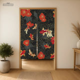 Japanese koi fish noren door curtain room divider