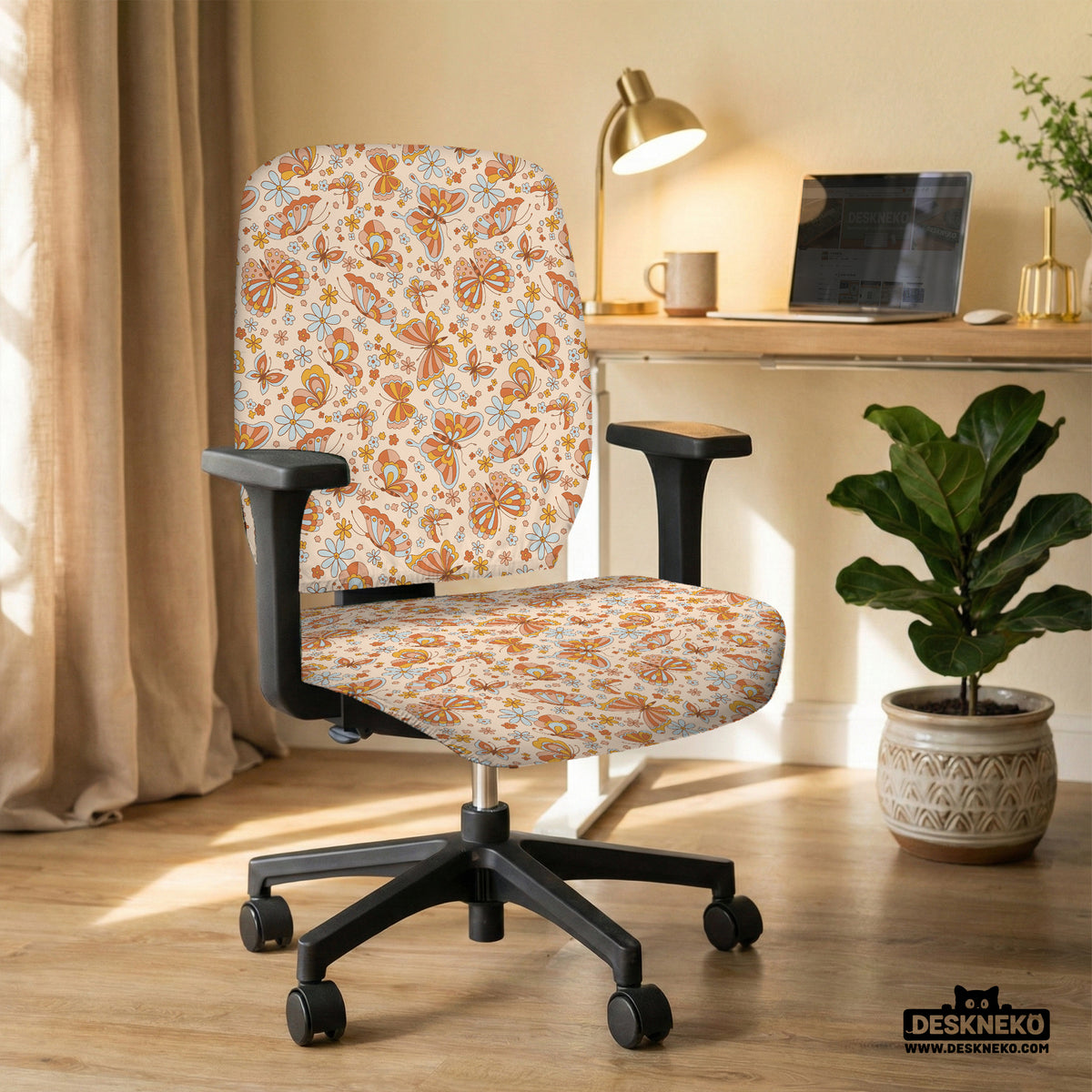 Retro Butterfly Desk Chair Cover - Chair Covers - Deskneko - Desk Chair Covers