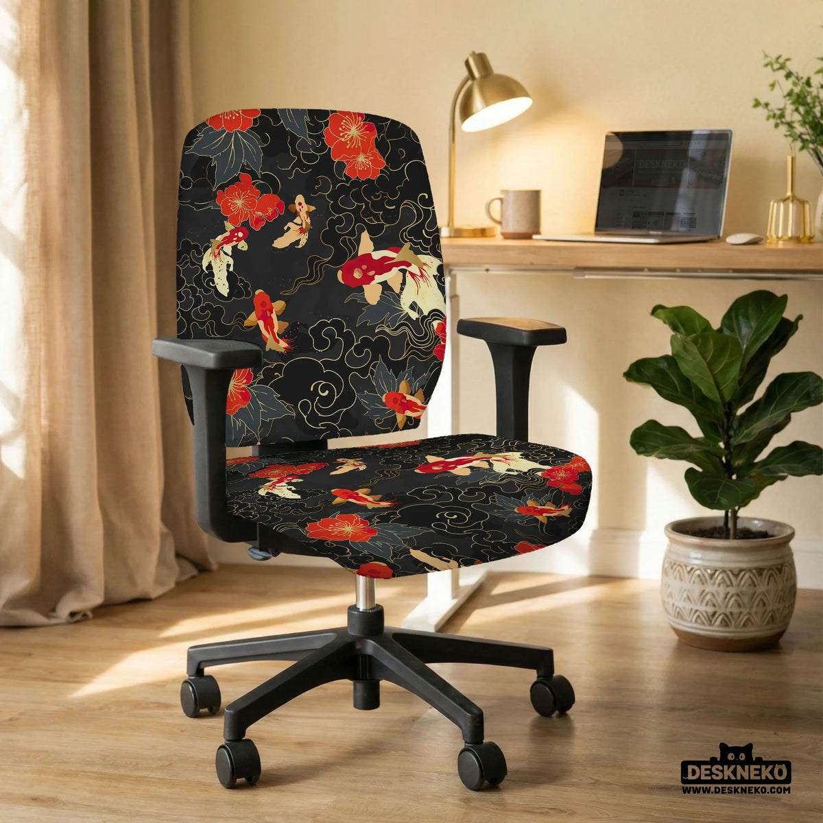 Japanese koi office chair cover
