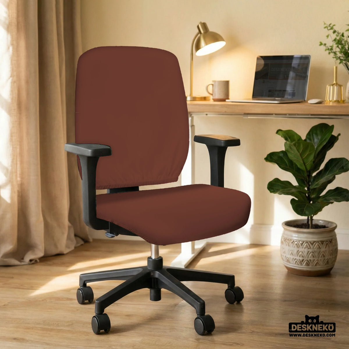 Mahogany brown desk chair cover