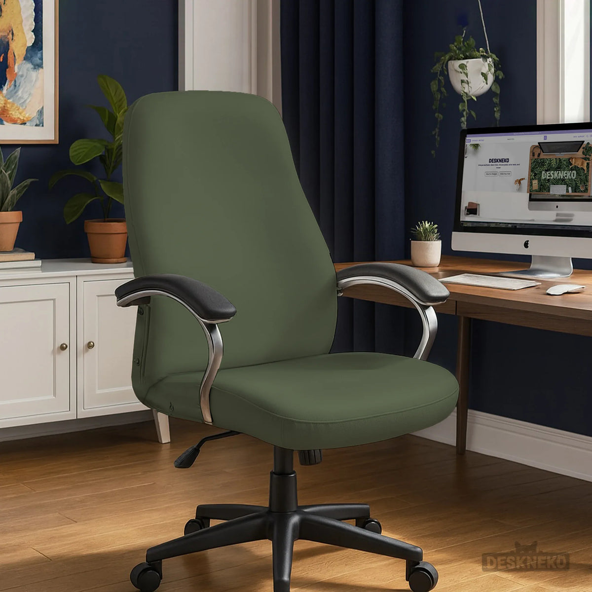 Warm forest green office chair cover