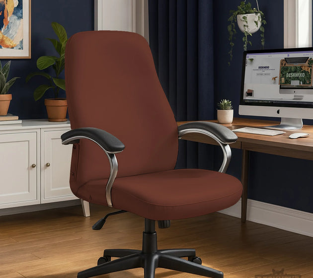 Mahogany brown desk chair cover