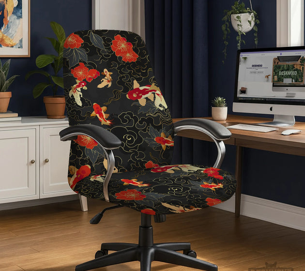 Japanese koi office chair cover