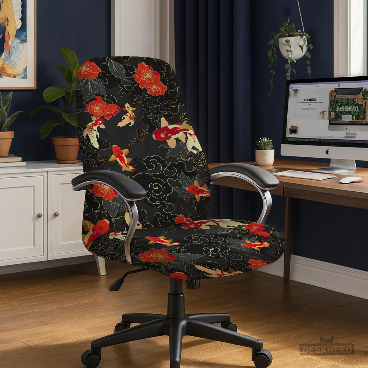 Japanese koi office chair cover