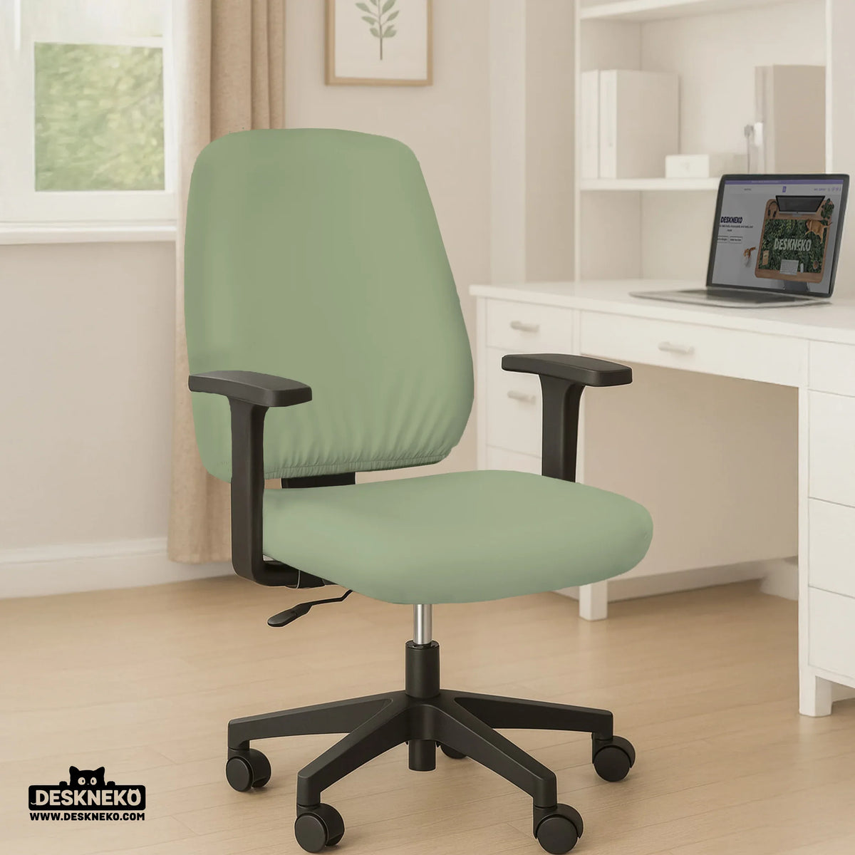 Soft sage green office chair cover