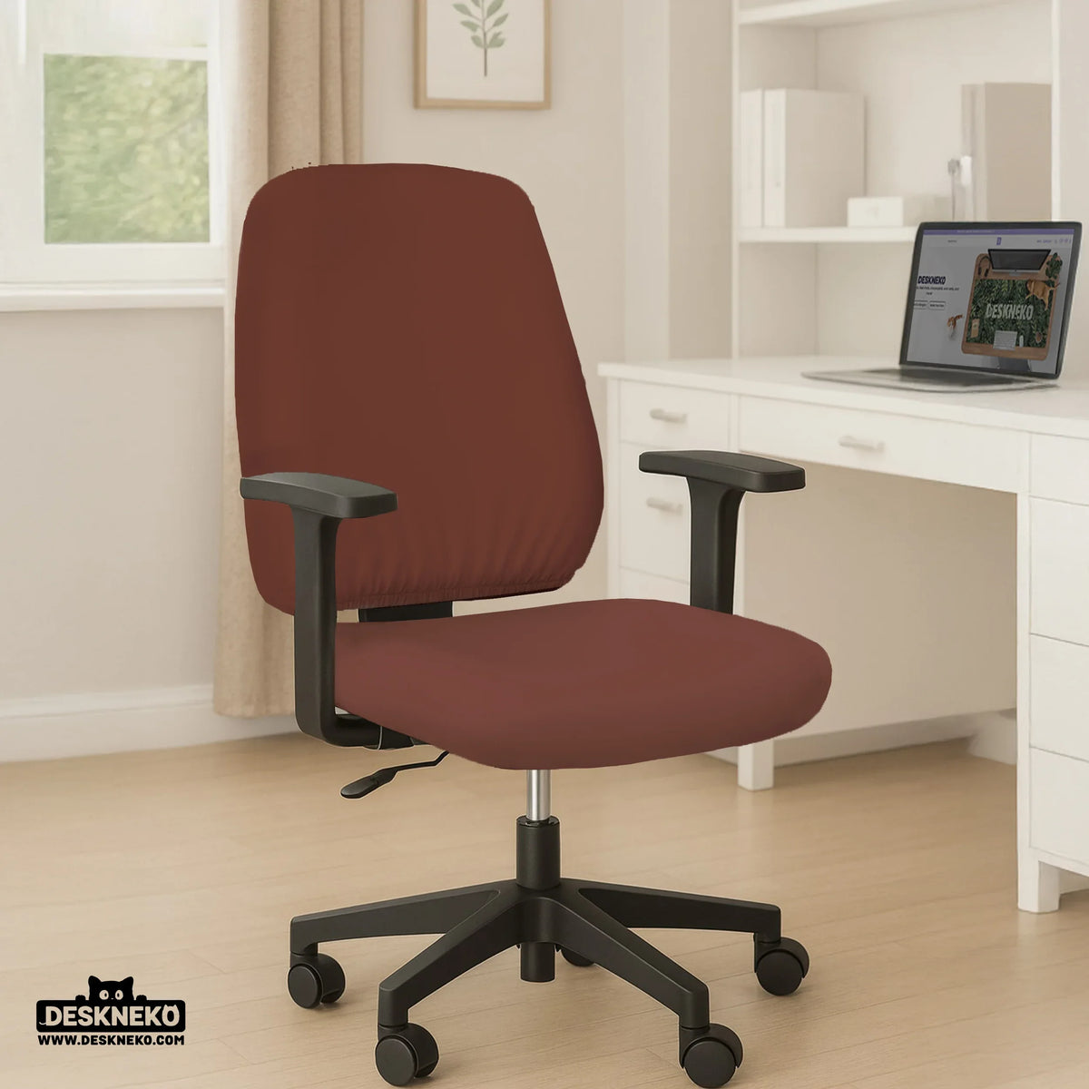 Mahogany brown desk chair cover