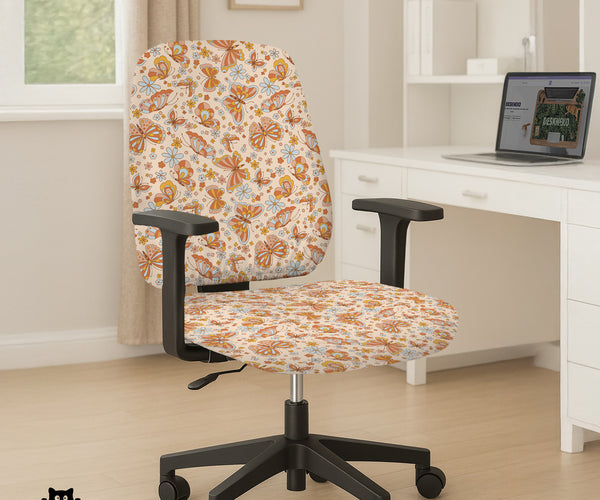 Retro Butterfly Desk Chair Cover - Chair Covers - Deskneko - Desk Chair Covers