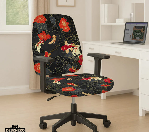 Japanese koi office chair cover