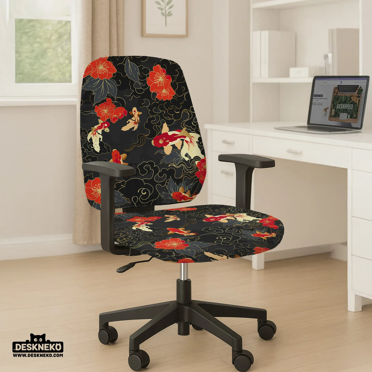 Japanese koi office chair cover