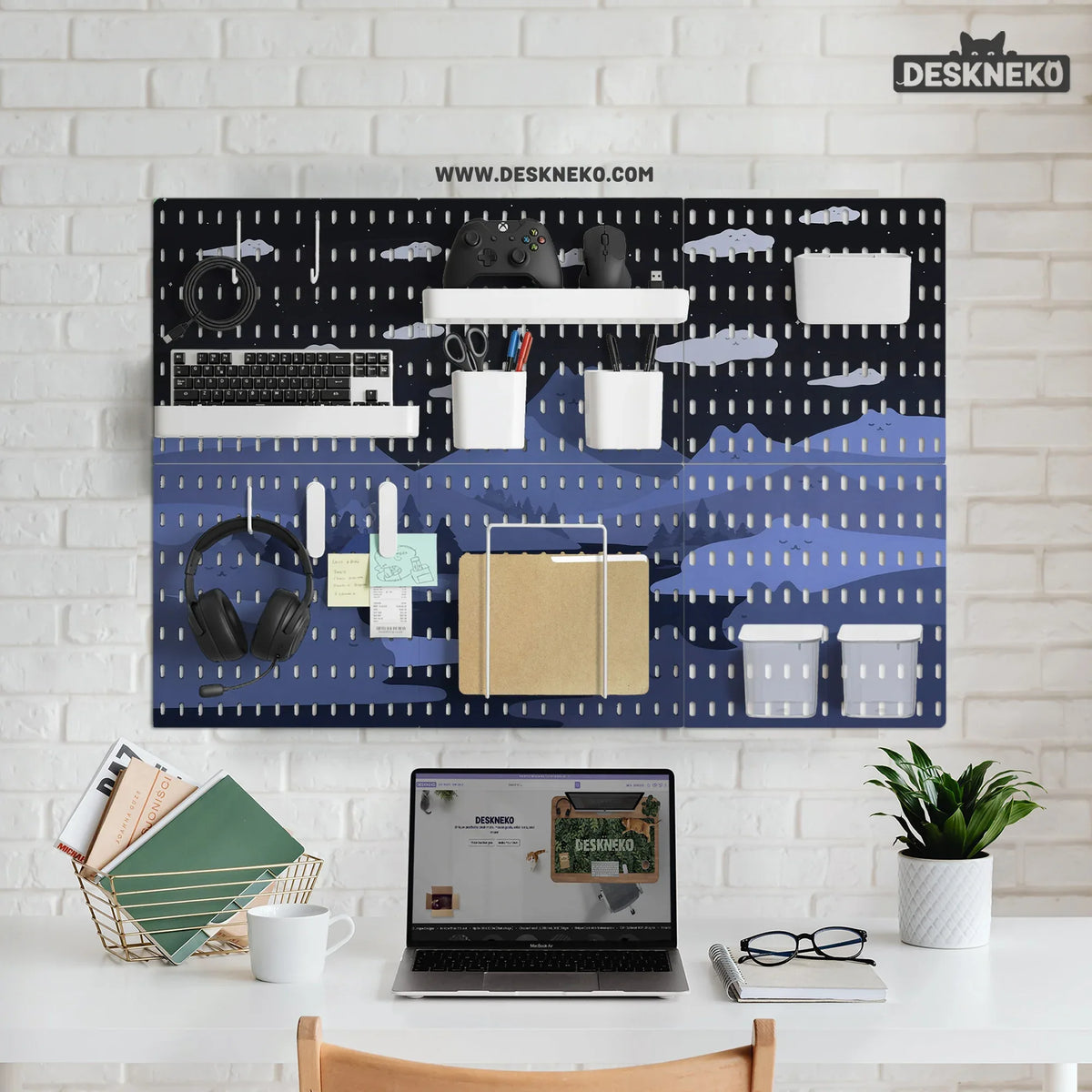 Navy Cat Hills Pegboard Organizer Set with Accessories - Deskneko
