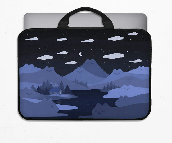 Whimisical Blue Cat Mountains Laptop Sleeve & Bag - Deskneko